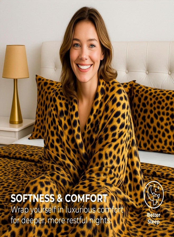 Pure Bedding Satin Sheets King [4-Piece, Gold Leopard] Hotel Luxury Silky Bed Sheets - Extra Soft 1800 Microfiber Sheet Set, Wrinkle, Fade, Stain Resistant - Deep Pocket Fitted Sheet, Flat Sheet, Pillow Cases - Image 3